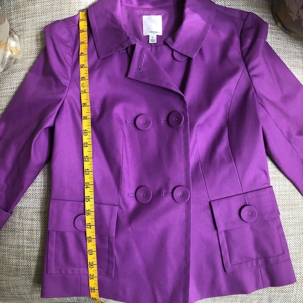 Halogen Double Breasted Button Front 3/4 Sleeve Purple Jacket Women’s Small EUC